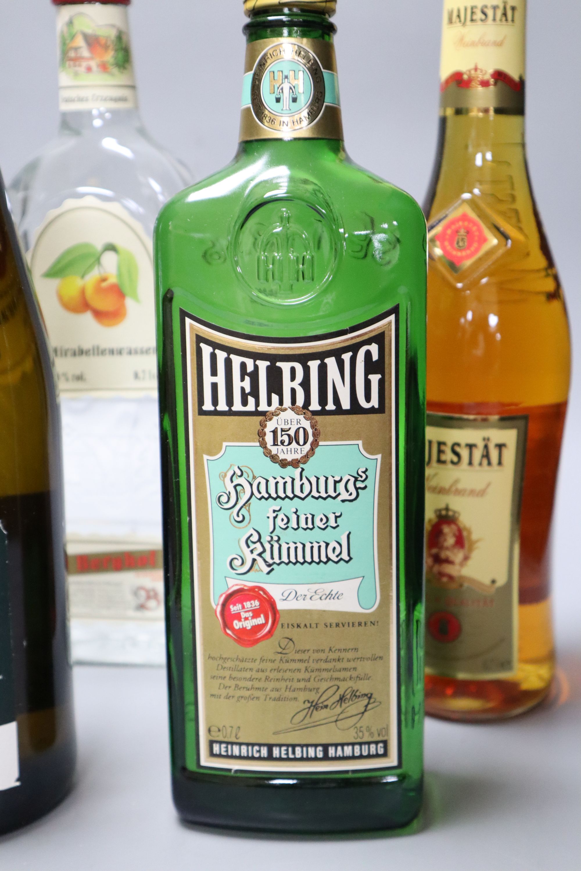 Seven various bottles of spirits, wine and sherry